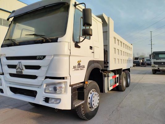 6×4 Front Lifting Style Dump Truck 351-450HP Secondhand Sinotruck HOWO 10wheeler White