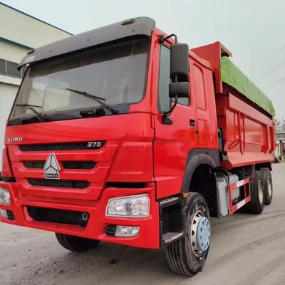 6-8L Engine Capacity Used HOWO Dump Truck 12 Tires Tipper Trucks 6X4 in Red