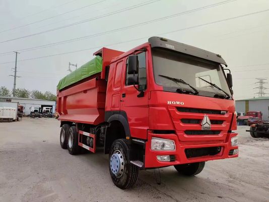 6-8L Engine Capacity Used HOWO Dump Truck 12 Tires Tipper Trucks 6X4 in Red
