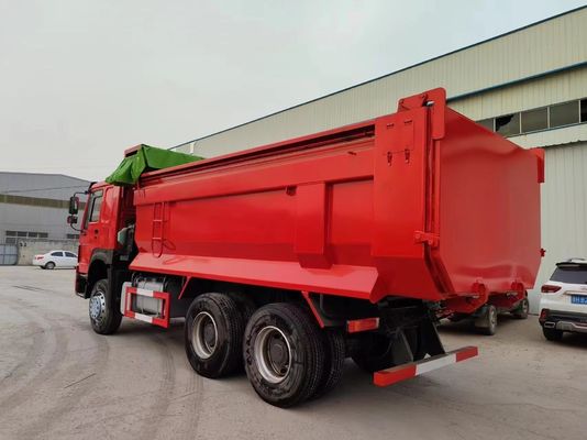 6-8L Engine Capacity Used HOWO Dump Truck 12 Tires Tipper Trucks 6X4 in Red